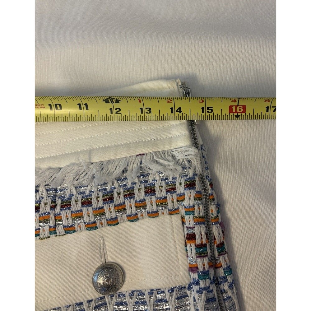 RAMY BROOK Bentley Multicolor Metallic Tweed Shorts 8 High Rise  Fringe Side Zip - Picture 12 of 16